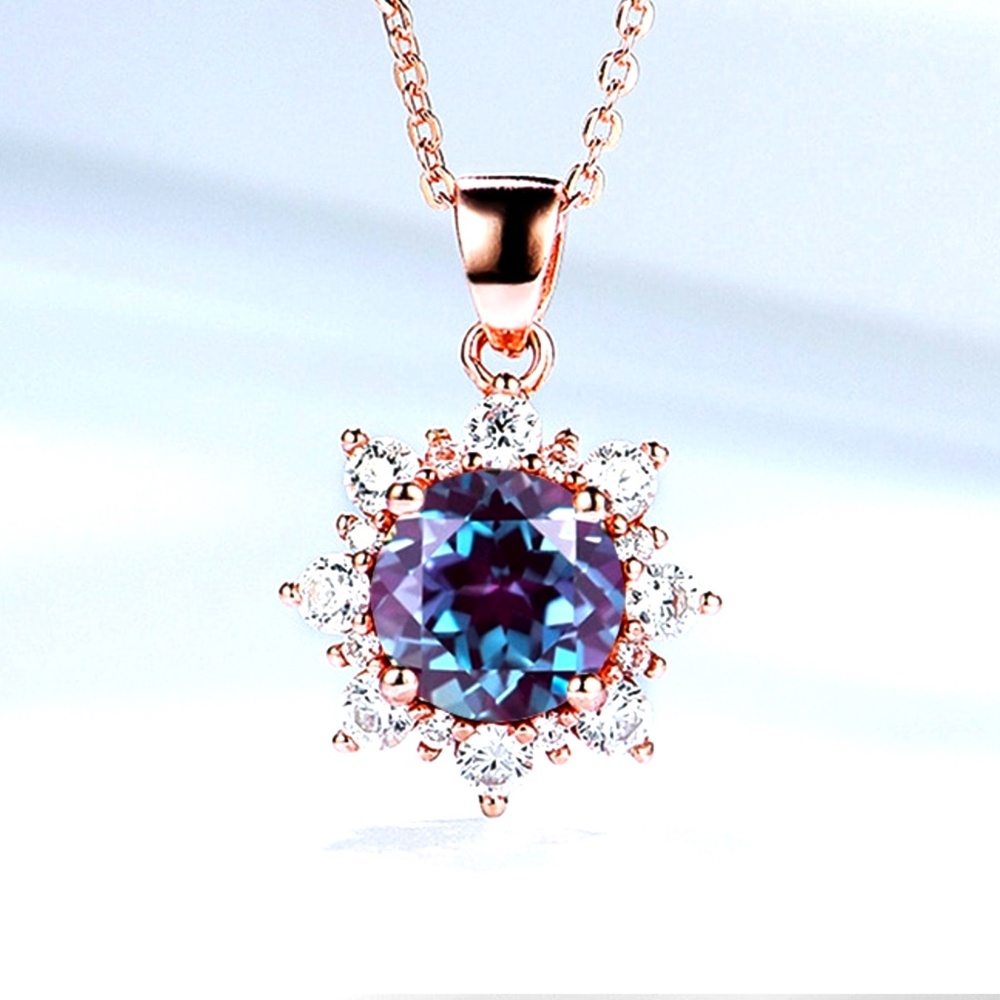 New Color Change Alexandrite Pendant 18K Rose Gold Vermeil – June Birthstone